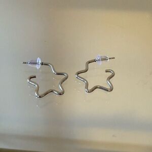 Small Silver Star Hoop Earrings